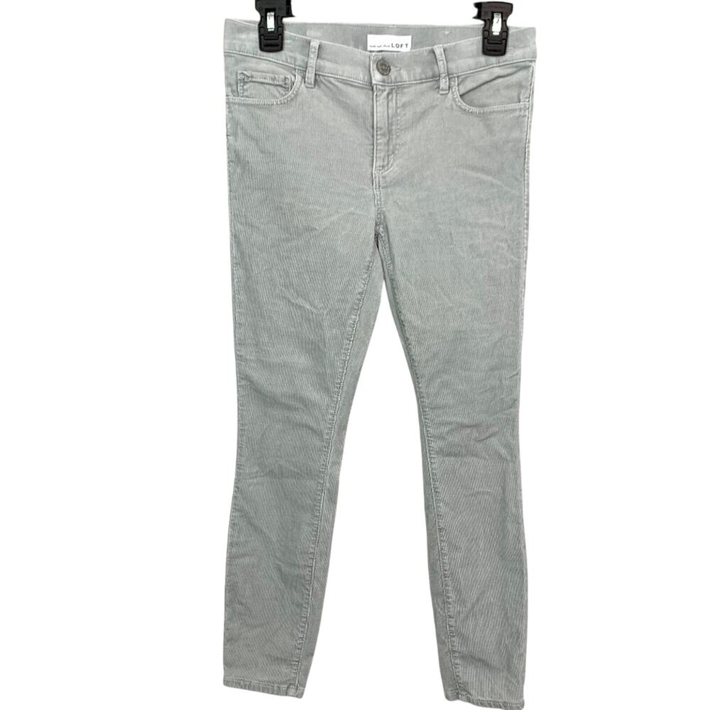 Ann Taylor Loft Modern Skinny Gray Fine Wale Womens Corduroy Pants Crop 2 x 25